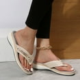thumbnail image 2 of PEASKJP Womens Wide Width Sandals Women's Summer Thick High Heel Fish Mouth Wedges Beach Sandals Sandals Shoes Non Slip Rubber Sole Beige 8.5, 2 of 5
