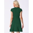 thumbnail image 4 of DARING DIVA Cap Sleeves Round Neck Tiered Ruffled Hem Dress XS Green, 4 of 6