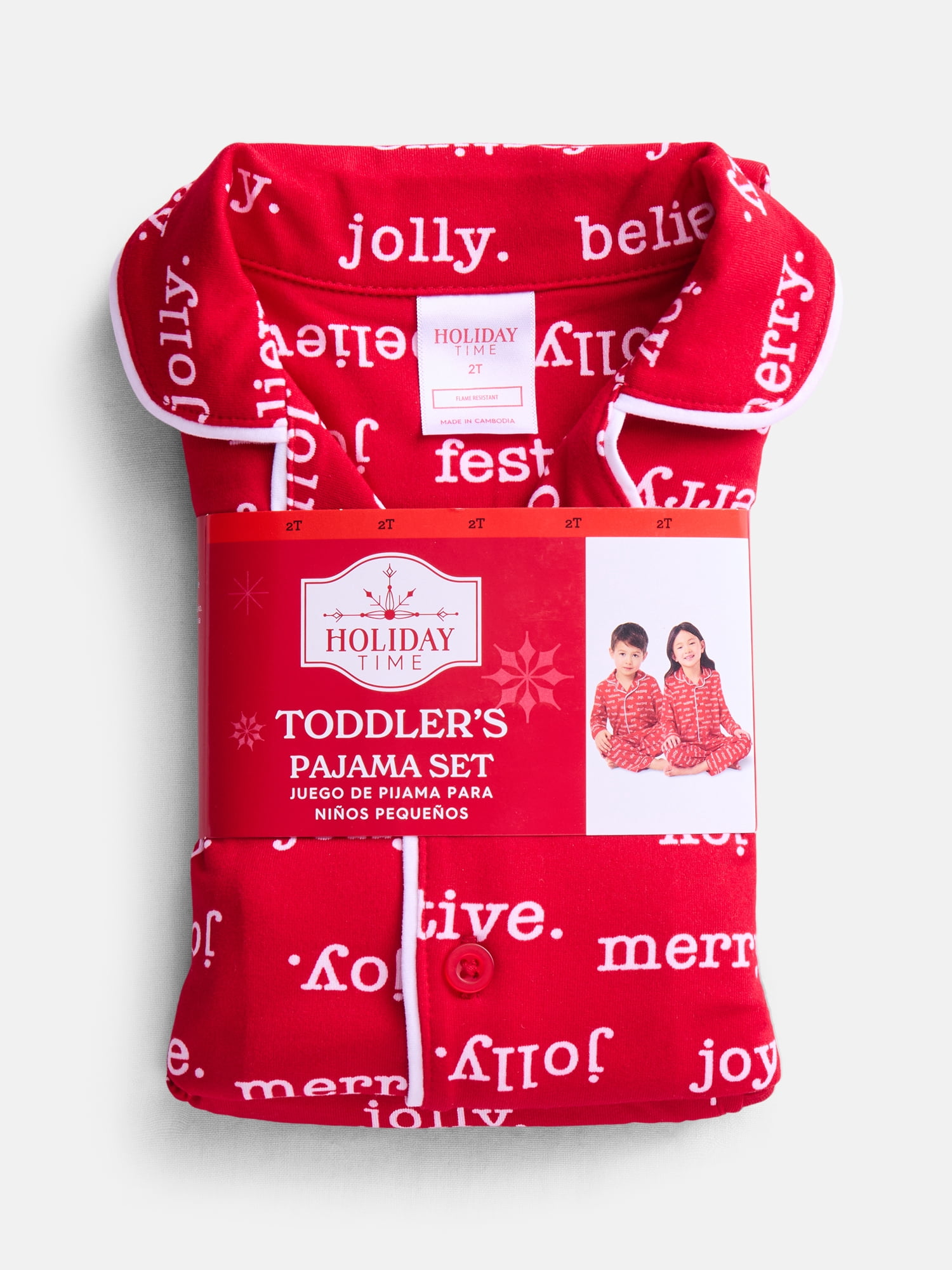 Holiday Time Matching Family Sleepwear Unisex Toddler Top and Pants Set, 2-Piece, Sizes 2T-5T