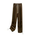 thumbnail image 2 of HAOTAGS Women's Wide Leg Pants Sport Pants with Pockets, Solid Color Stretch Loose Casual Sweatpants Coffee, 2 of 4