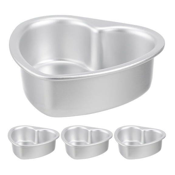 MRLESS Set of 4 Heart-Shaped Cake Pans 4 Inch Aluminum Baking Molds for Valentine’s Day Cupcakes, Egg Tarts, Puddings, and Cheese Cakes