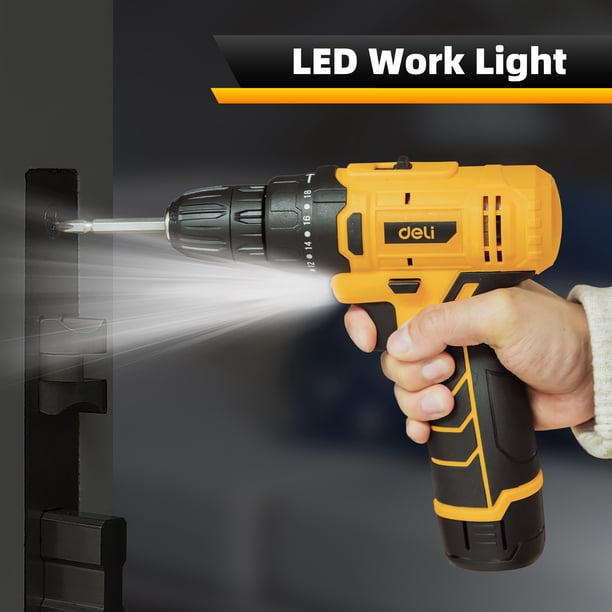 Deli 12V Max Lithium-Ion Cordless Drill Driver Set, 30N.m Electric