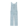 thumbnail image 5 of AUNVITO Women's Vintage Printed Summer Sleeveless Jumpsuit Round-Neck Button Pocket Casual Lightweight Romper, 5 of 7