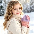 thumbnail image 4 of TKKCS Kids Gradient Knit Gloves Warm Elastic Ribbed Cuff Soft Stretchy Full Fingers Winter Gloves for Boys Girls Orange 3-8Years, 4 of 7
