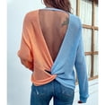 thumbnail image 1 of Long Sleeve Backless Sweater, Backless Sweater V Neck Loose Soft Comfortable  For Daily Life For Women For Dating ANGGREK L azul, 1 of 5