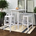 thumbnail image 1 of CorLiving Miramar 5-Piece Solid Wood Outdoor Bar Set with Slat Top Bar Table and 4 Backless Bar Stools, White, 1 of 9