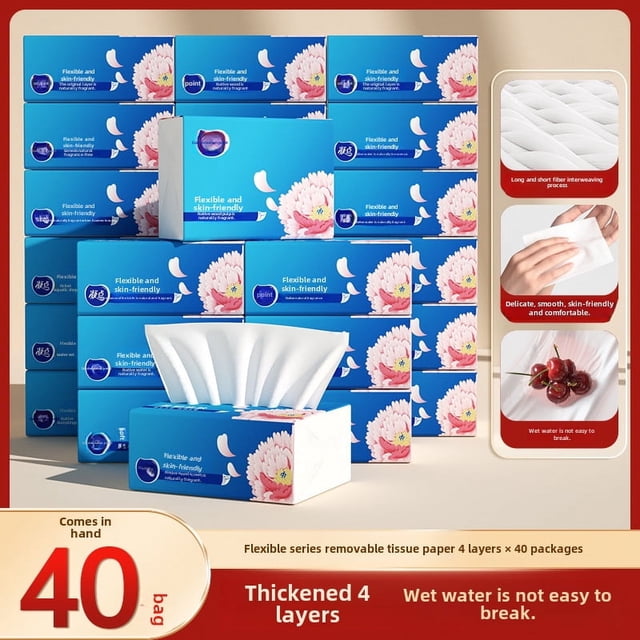 40 paquetes de papel, toda la caja de servilletas de papel de toalla de papel gruesas y asequibles para el hogar, fuerte capacidad de limpieza