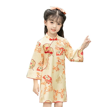 

Little Girl Dress Toddler Long Sleeve Chi-pao Performance Spring Autumn Girls Retro Tang Girl s Ethnic Style Hanfu
