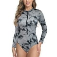 thumbnail image 3 of VBTAPA Tummy Control Bathing Suits for Women Zipper Long Sleeve V Neck Summer 1 Piece Rashguard for Women Swimming Prime Sales of The Day Gray S, 3 of 8