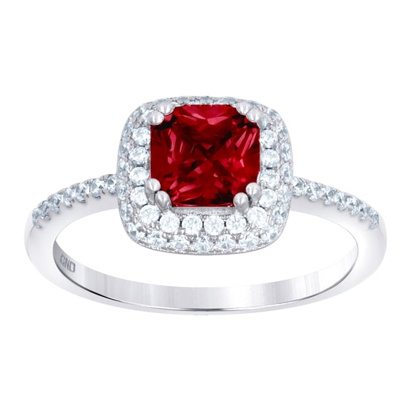 925 Sterling Silver Womens Red Cubic Zirconia Halo Ring Size 6 6.3x1.3mm Wide Ring for Women