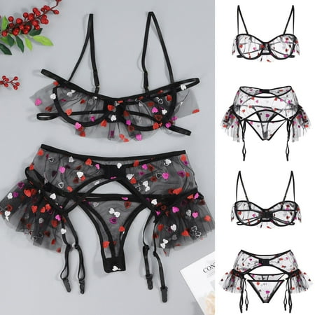 

Coappsuiop Lingerie For Women Love Embroidery Bra Thong Sleepwear Underwear Women Lingerie Underwear Women