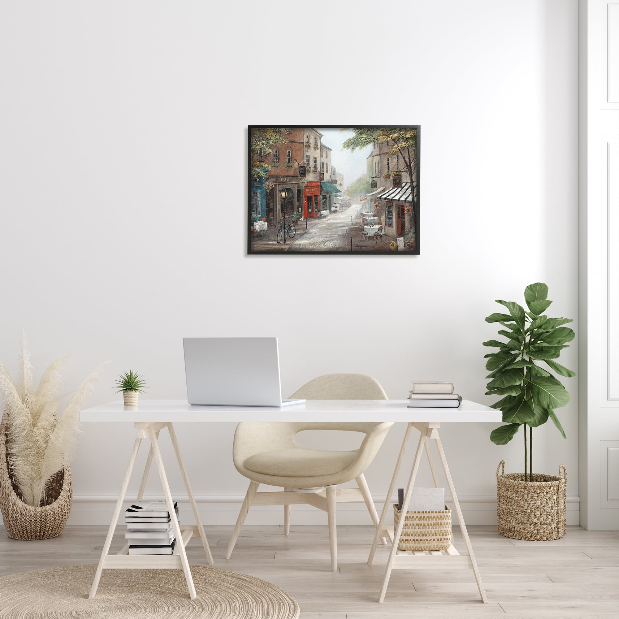 Stupell Industries Classic European Urban Street Vintage Bistro Architecture, 30 x 24, Design by Ruane Manning