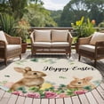 thumbnail image 5 of Easter Round Area Rug 5ft, Spring Watercolor Bunny Eggs Flower Leaf Beige Washable Non-Slip Circle Rugs for Bedroom Living Room Kitchen, Soft Low Pile Carpet for Dining Room Playroom Nursery, 5 of 9