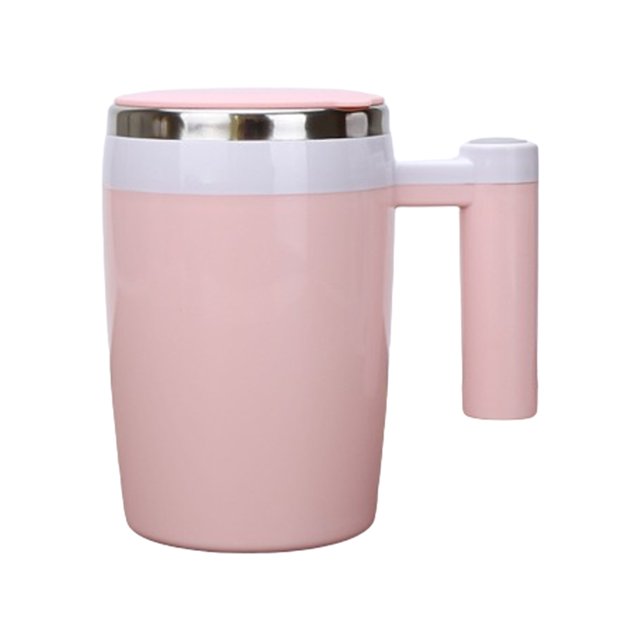 Bewildely Taza de café magnética, práctica y eficiente, capacidad de 380ML, taza de café agitadora automática Juegos de servir café y té rosa gris