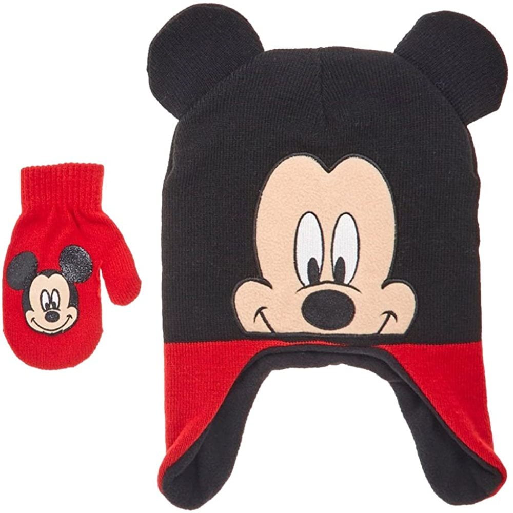 Mickey Mouse Toddler Little Boys Winter Hat & Mitten Set Mickey Mouse Toddler Little Boys Winter Hat & Mitten Set