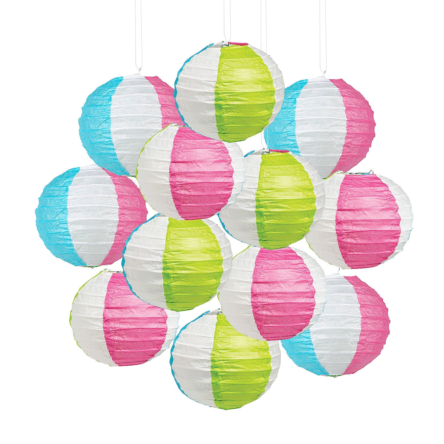 Mini Pool Party Beach Ball 4 1/2" Hanging Paper Lanterns, Party Decor