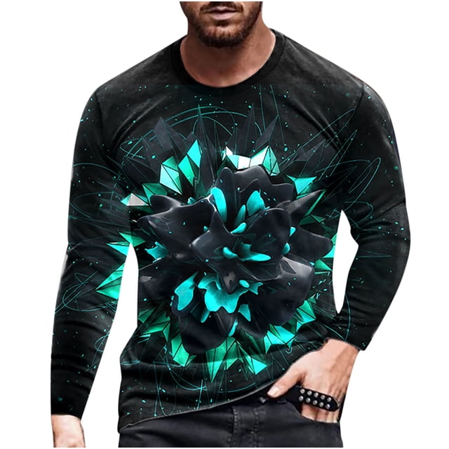 Chemises Hommes Manches Longues Hommes Manches Longues Imprimé Col Rond Chandail T-Shirt Blouse