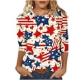 thumbnail image 2 of Jsaierl 4th of July Shirts for Women Plus Size Patriotic Red White and Blue Print T shirts Elegant 3/4 Sleeve Tees Flowy Crew Neck Blouses Tops, 2 of 6