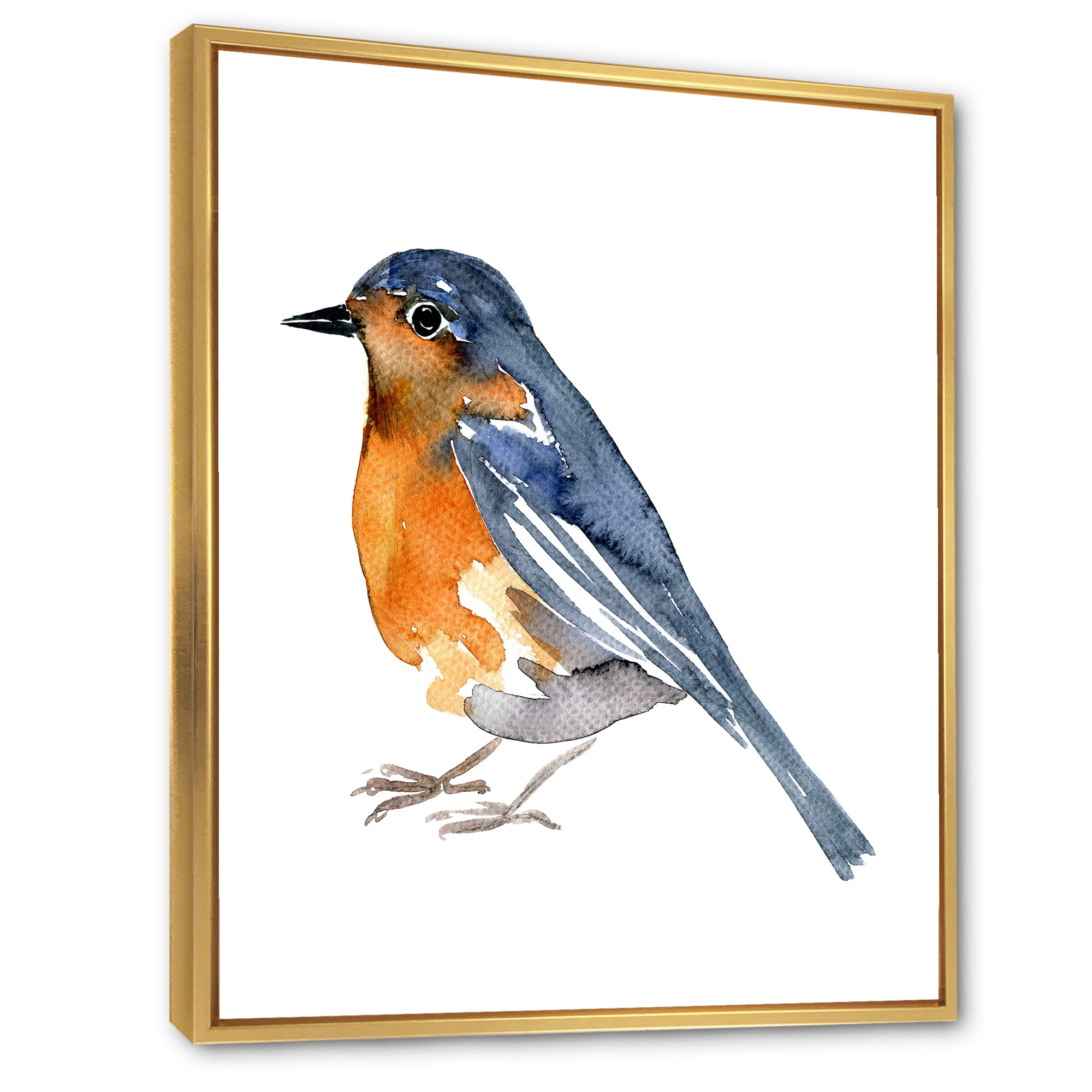 Designart 'Ancient Orange Bird' Traditional Framed Canvas Wall Art Print