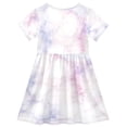 thumbnail image 2 of Girls Short Sleeve A-Line Dress Pink and Purple Marble Texture Play Dress Sizes 3T, 2 of 8