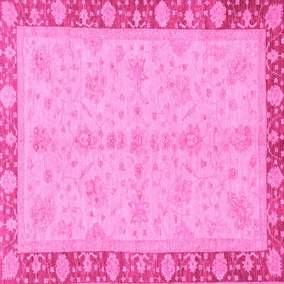 Ahgly Company Indoor Square Abstract Pink Modern Area Rugs, 7' Square