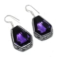 thumbnail image 2 of Natural Amethyst Gemstone Handmade 925 Sterling Silver Earring 1.77", 2 of 2
