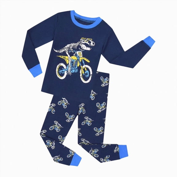Kaprioy Boys Pajamas Fall Winter Child Homewear Long Sleeve Boys Pajamas Cartoon Dinosaur Printed Sleepwear Warm Pajama Sets
