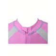 thumbnail image 4 of Girls Splicing Zip Short Sleeve 1-piece Swimwear With Swim Cap, 4 of 5