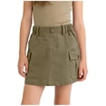 thumbnail image 4 of FRSASU Girls Cargo Skirt Low Waist Button Bodycon Mini Parachute Shorts Skirt Summer Kids Casual Daily Skirts with Pockets Army Green, 4 of 6