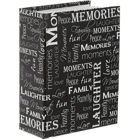 Pioneer Photo Albums A4-100 Black & White Photo Album, 100 Pockets 4"x6", Black and White Words