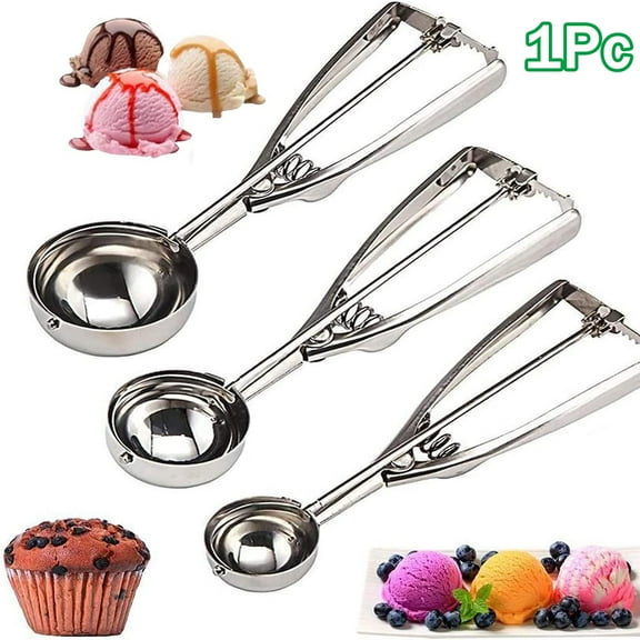Walbest Cookie Scoop, with Trigger for Kitchen Family Ice Cream Cookie Cupcake Muffin Meatball Multipurpose Stainless Steel Ice Cream Scooper