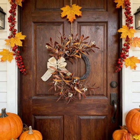 Halloween Decorations Door Wreath | Fall Front Door Wreath for Outdoor Porch Indoor Decor Seasonal Decor for Home Entrance