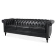 thumbnail image 3 of CRO Decor 83.5'' Traditional Square Arm Removable Cushion 3 Seater Sofa (Black), 3 of 12