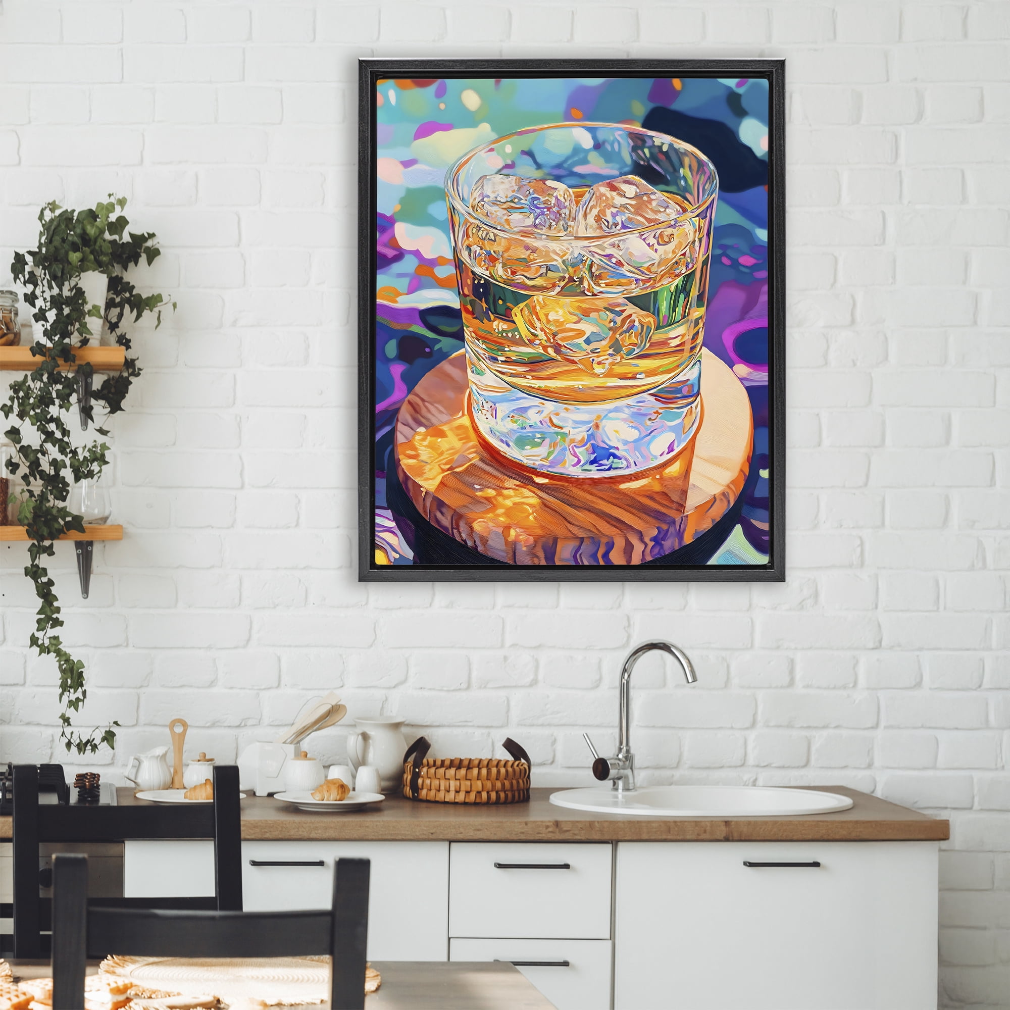 Stupell Industries Ice Cold Glass Reflections Black Framed Floater Canvas Wall Art, design by Creative Studio