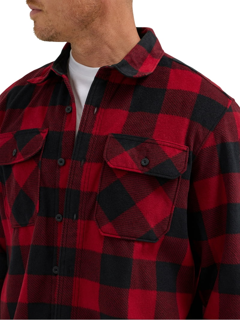 Wrangler Men's Fleece Buffalo Plaid Relaxed Fit Long Sleeve