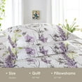 thumbnail image 4 of Bedduvit Floral Queen Size Quilt - 100% Cotton Purple White Flower Spring Summer Lightweight Queen Quilt Bedspread, Reversible Coverlet Bedding Set with 2 Pillow Shams, Elegant 3-Piece Quilt, 98x90, 4 of 11