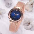 thumbnail image 3 of Reloj de pulsera de mujer con correa de aleación de malla de moda reloj de cuarzo Simple azul, 3 of 3
