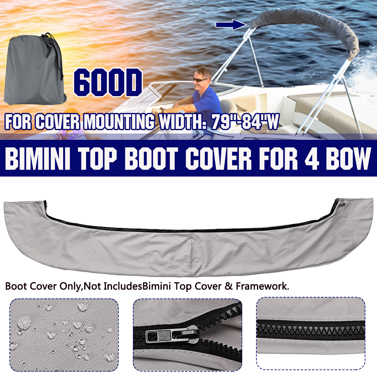 600D 4 Bimini Top Storage Boot Replacement Cover Waterproof Sun UV Dust