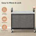 thumbnail image 6 of Rolling Laundry Hamper with Wheels 3-Section Laundry Sorter Rolling Laundrys Basket on Wheels with Removable Bag Clothes Hamper Laundrys Organizer Cart Bathroom Bedroom 120L Grey, 6 of 8