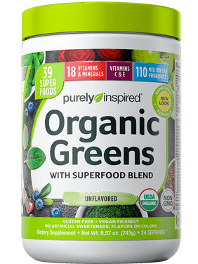 Purely Inspired Organic Greens Powder with Superfoods & Vitamins, Naturally Flavored, 24 servings