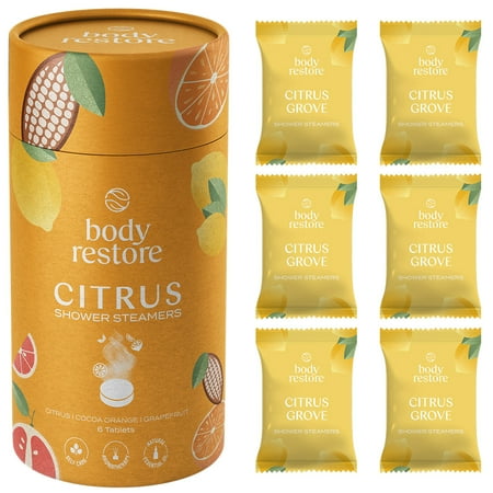 Body Restore 6 Count Shower Steamers for Aromatherapy, Essential Oils, Citrus