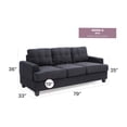 thumbnail image 5 of JERFIT 3-Seater Microfiber Sofa Couch for Living Room, Modern Transitional Design with Removable Back and Arms, Easy Assembly, Black, 5 of 5