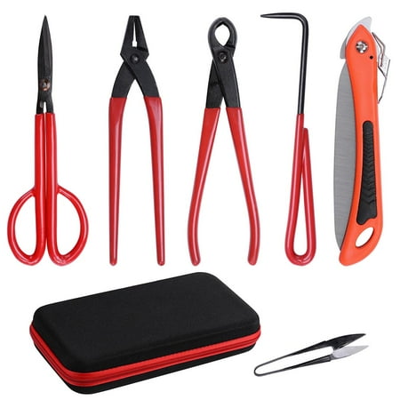 Carbon Cutter - Yescom 6 PCS Bonsai Tool Carbon Steel Shear Set Kit Scissor Pliers Cutter Saw with Case