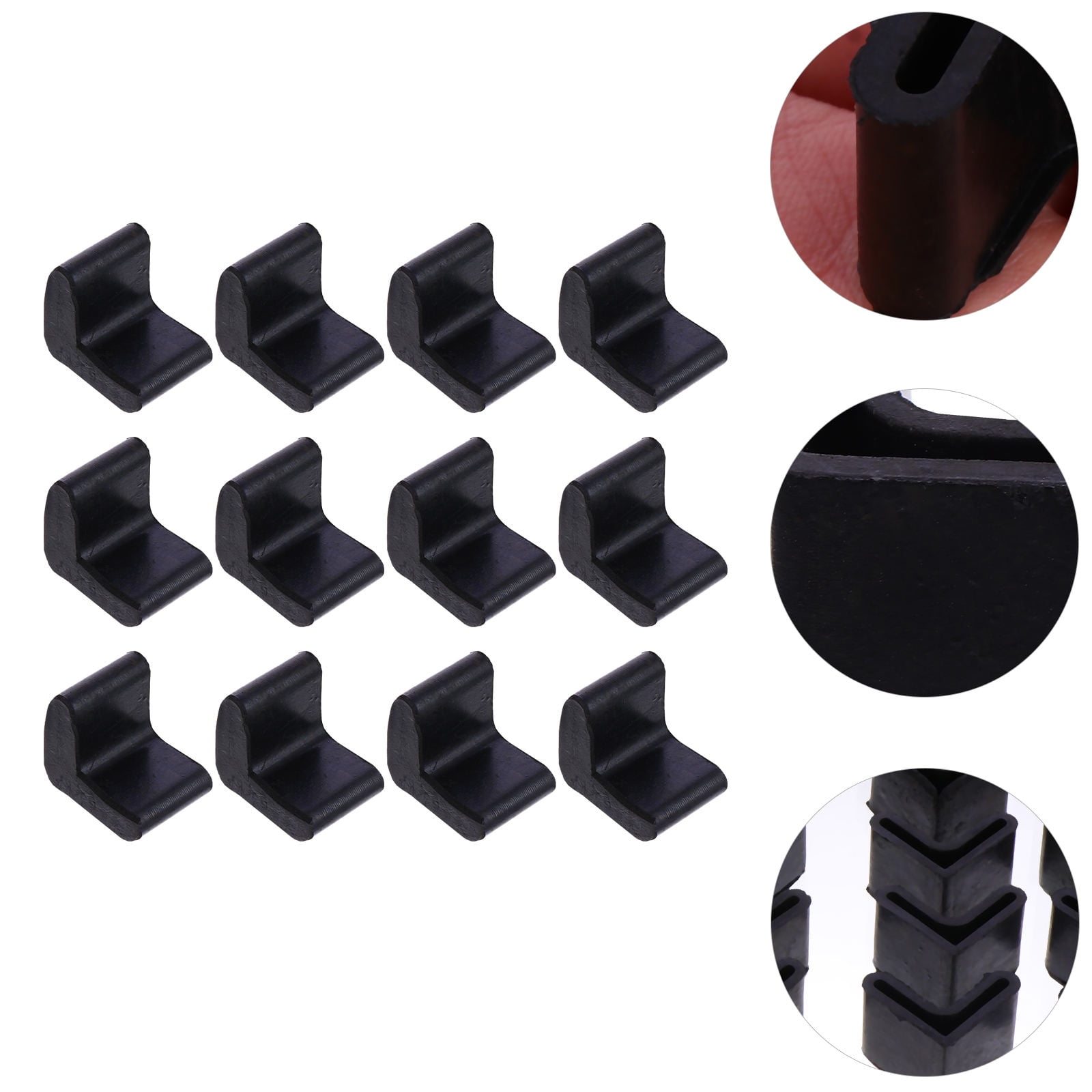 MUSEYA 30Pcs Black Rubber Furniture Angle Pads Wear Resistance for