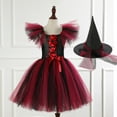 thumbnail image 3 of OGLCCG Kids Girls Halloween Witch Costume Sorceress Tulle Mesh Tutu Dresses with Magic Hat Birthday Party Performance Dress Up 2-12 Years, 3 of 3