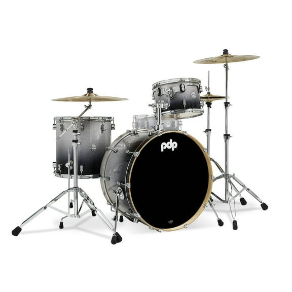PDP PDCM24RKSB Concept Maple Drum Set, Silver & Black Fade - 3 Piece