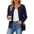 thumbnail image 5 of Yigetop Women's Soft V Neck Button down Knit Cardigan Long Sleeve Lightweight Sweater Loose Fit Comfy Soft Casual Daily Wear Versatile Layering Tops Black A, 5 of 5