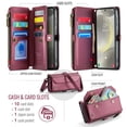 thumbnail image 5 of Compatible with Samsung Galaxy A16 5G/4G Wallet Case, 10 Card Slots & 1 Zipper Coin Pocket & 1 Cash Slot & 1 Cash Pocket & Lanyard & Crossbody Strap & Kickstand & RFID Blocking Phone Case, Winered, 5 of 10