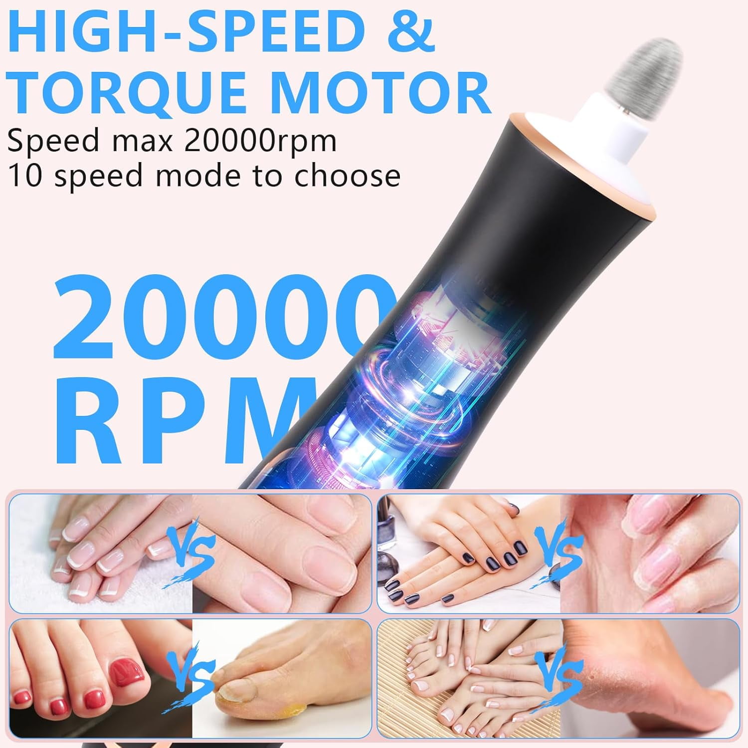 Electric Callus Remover for Feet – Portable Pedicure Tool for Cracked Heels, Dead Skin & Calluses – 10-Speed, Dual Rotation, 360° LCD Display –Foot File