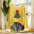 thumbnail image 4 of Enjoytime Fall Shirts for Women Christmas Printed Crew Neck Long Sleeve Blouses Casual Soft Warm Winter Plus Size Tops Yellow XL, 4 of 6